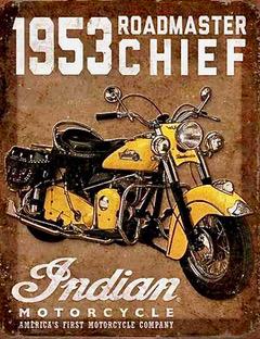 Plaque publicitaire indian 1953 roadmaster chief 20 x 30